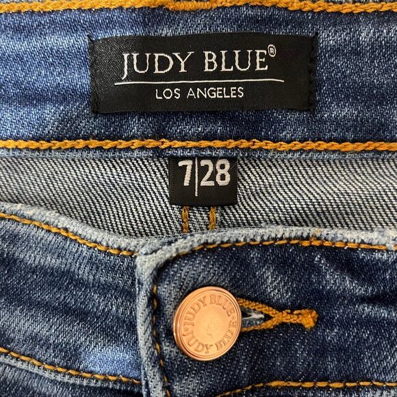 Judy Blue Front Seam Cuffed Straight Leg Jeans High Waist size 28 - Picture 7 of 9